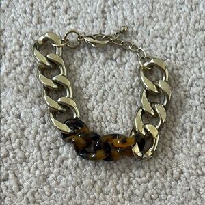J. Crew Gold and Tortoiseshell Chain Bracelet